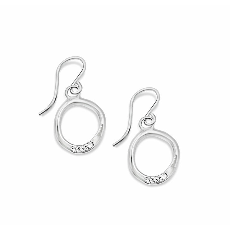Diamond Circle Drop Earrings in Silver