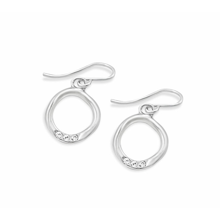 Diamond Circle Drop Earrings in Silver