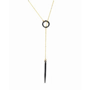 Weathered Spike Black and Gold Lariat Necklace